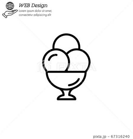 Ice cream balls in cup icon thin line, linear, outline. dessert or sweetness in glass. simple sign, logo 67316240