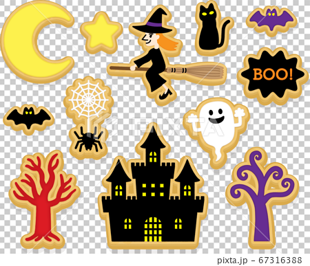 ハロウィンの夜の魔女の館 クッキーver のイラスト素材