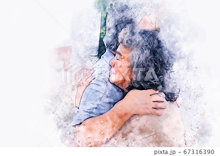 Abstract colorful happiness senior couple smile and relaxation on  watercolor illustration painting background. Abstract colorful happiness senior couple smile and relaxation on  watercolor illustration painting background. 67316390