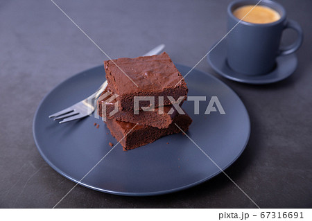 Brownie cake. Homemade Chocolate Dessert. A popular dark chocolate cake. Close-up. 67316691