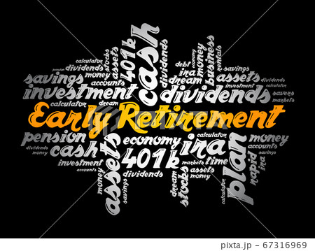 Early Retirement word cloud collage 67316969