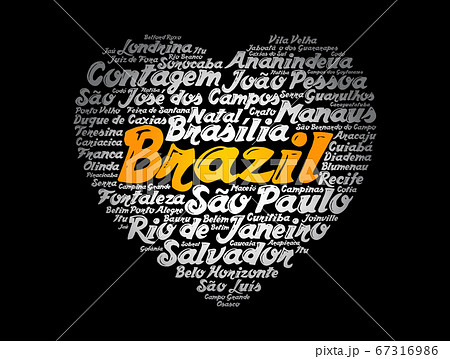 Heart word cloud with List of cities in Brazil Heart word cloud with List of cities in Brazil 67316986