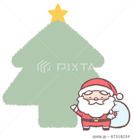 サンタとクリスマスツリーのフレームのイラスト素材 [67318234] - PIXTA