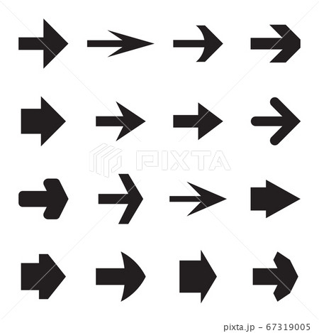 Set of simple arrows to indicate the way, a certain direction, the next button, etc. Black symbols isolated on a white background. Vector illustration 67319005