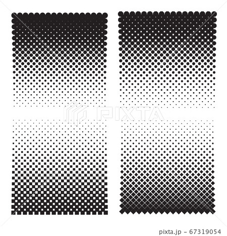Four halftone effect backgrounds of: dots, octagons, squares, diamonds. Vector illustration Four halftone effect backgrounds of: dots, octagons, squares, diamonds. Vector illustration 67319054