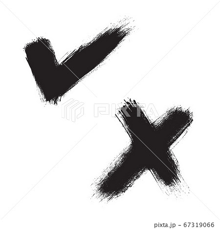 Black hand painted check mark and X mark. Vector illustration Black hand painted check mark and X mark. Vector illustration 67319066