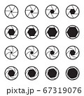 Set of black camera lens aperture icons isolated on a white background. Two ranges of various aperture sizes. Vector illustration 67319076