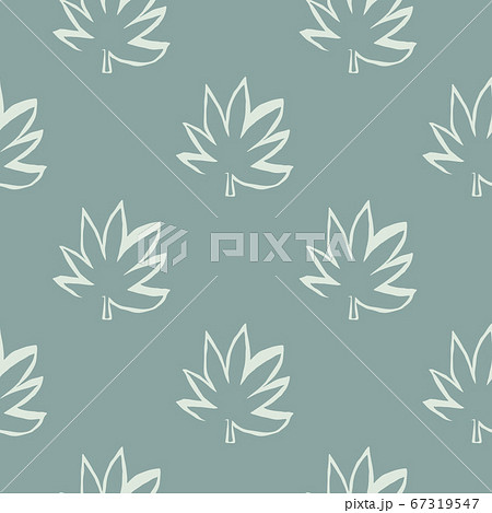 Seamless pattern with outline white cannabis 67319547