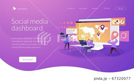 Social media dashboard landing page concept Social media dashboard landing page concept 67320077