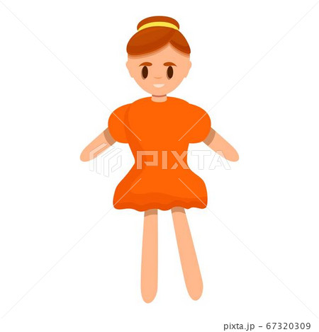 Doll in red dress icon, cartoon style Doll in red dress icon, cartoon style 67320309