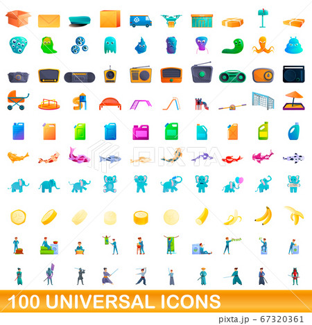 100 universal icons set, cartoon style 100 universal icons set, cartoon style 67320361