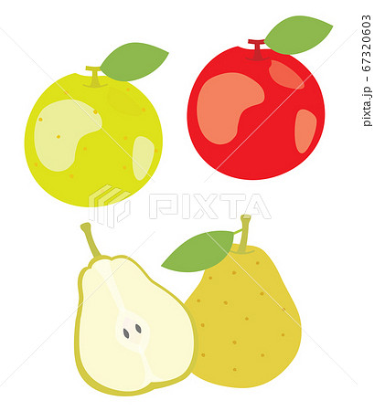 秋の果物の梨やリンゴのイラスト素材