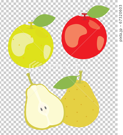 秋の果物の梨やリンゴのイラスト素材