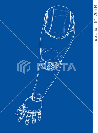 Robot hand outline. 3D illustration Robot hand outline. 3D illustration 67320634