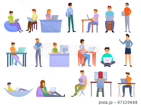 Outsource icons set, cartoon style 67320688