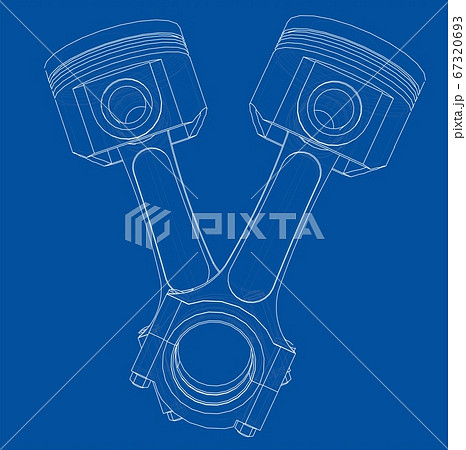 Sketch of piston. 3D illustration 67320693