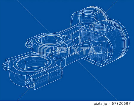 Sketch of piston. 3D illustration 67320697