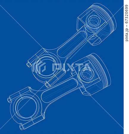 Sketch of piston. 3D illustration 67320699