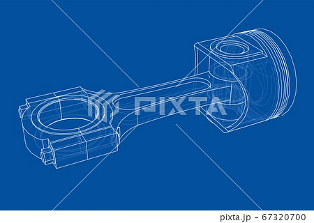 Sketch of piston. 3D illustration 67320700
