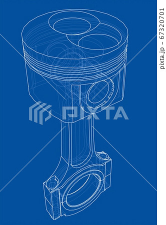 Sketch of piston. 3D illustration 67320701