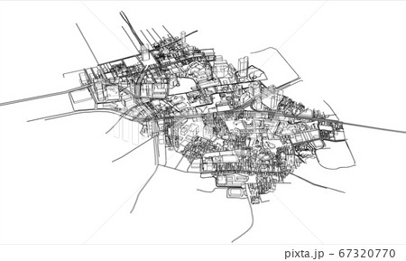 Outline city concept. Wire-frame style 67320770