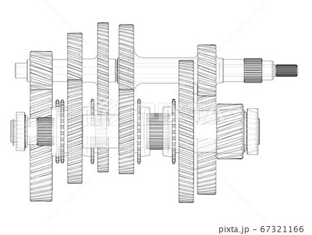 Outline gearbox concept. 3D illustration 67321166