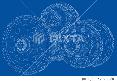 Outline gearbox concept. 3D illustration 67321170