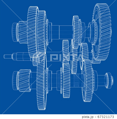 Outline gearbox concept. 3D illustration Outline gearbox concept. 3D illustration 67321173