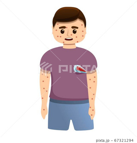Kid temperature measles icon, cartoon style 67321294