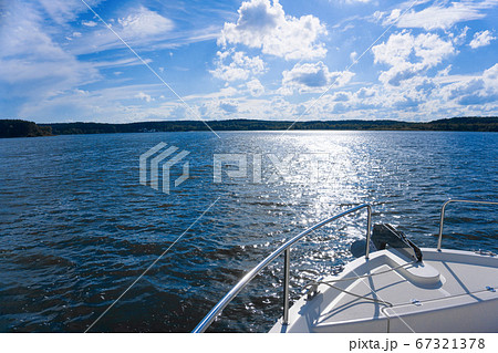 Beautiful view from a bow of yacht at seaward 67321378