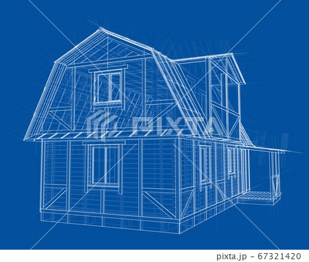 House sketch. 3D illustration 67321420