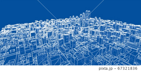Wire-frame Twisted City, Blueprint Style Wire-frame Twisted City, Blueprint Style 67321836