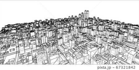 Wire-frame Twisted City, Blueprint Style Wire-frame Twisted City, Blueprint Style 67321842
