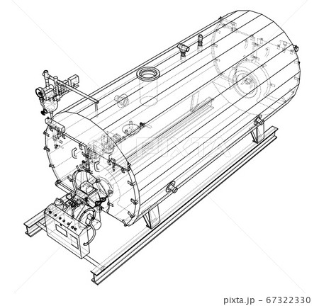 Industrial boiler outline. 3D illustration Industrial boiler outline. 3D illustration 67322330