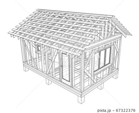 Private house sketch. 3D illustration Private house sketch. 3D illustration 67322376