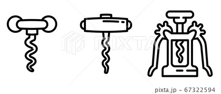 Corkscrew icons set, outline style 67322594