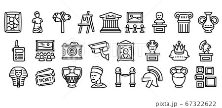 Museum icons set, outline style 67322622