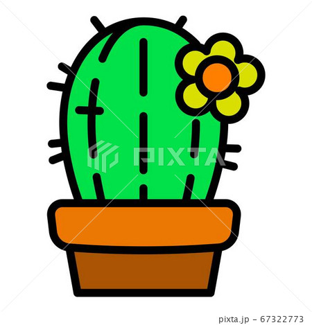 Cactus plant pot icon, outline style 67322773