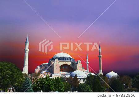 Hagia Sophia with Dramatic Purple Sky in the Background 67322956