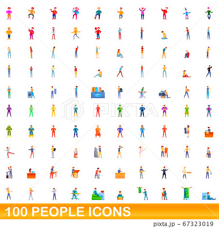 100 people icons set, cartoon style 100 people icons set, cartoon style 67323019