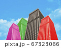 Colourful Psychedelic Buildings Withe Clear Blue Sky Background 67323066