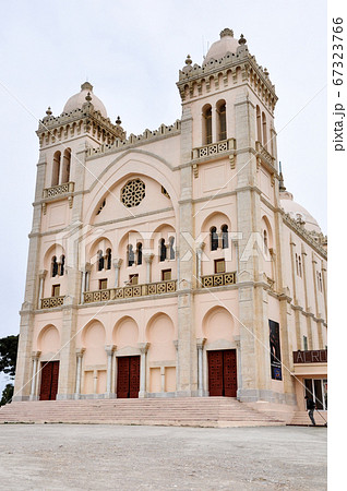 Tunis, TUNISIA - February 06, 2009: The Acropolium, or Saint Louis Cathedral, a 19th century church at Byrsa Hill in the ancient city of Carthage on outskirts of Tunis. Tunis, TUNISIA - February 06, 2009: The Acropolium, or Saint Louis Cathedral, a 19th century church at Byrsa Hill in the ancient city of Carthage on outskirts of Tunis. 67323766