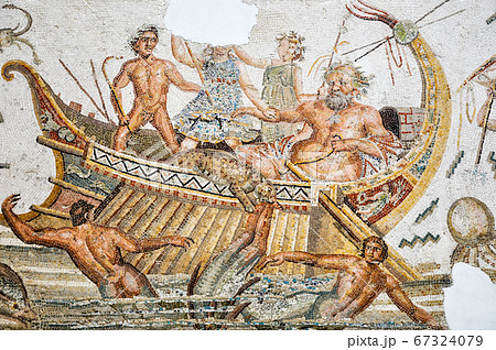 Tunis, TUNISIA - February 06, 2009: Ancient Roman mosaics in Bardo National Museum 67324079