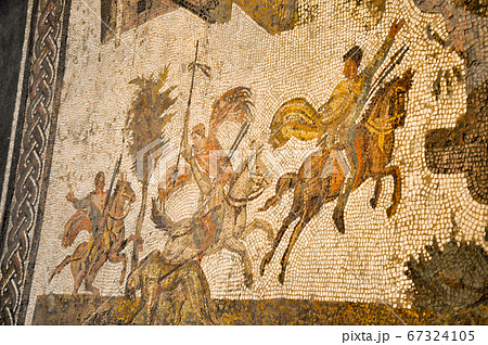 Tunis, TUNISIA - February 06, 2009: Ancient Roman mosaics in Bardo National Museum 67324105