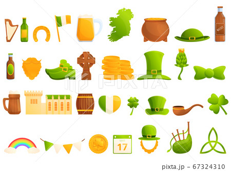 Ireland icons set, cartoon style 67324310