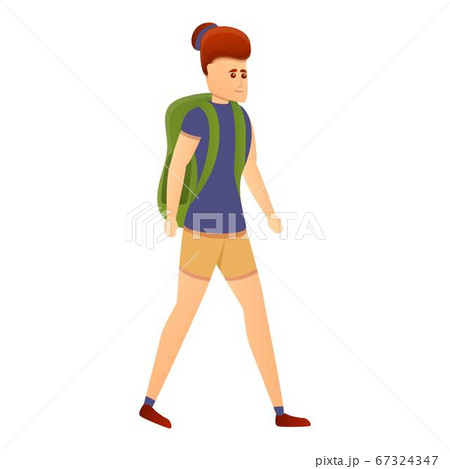 Walking tourist girl icon, cartoon style 67324347