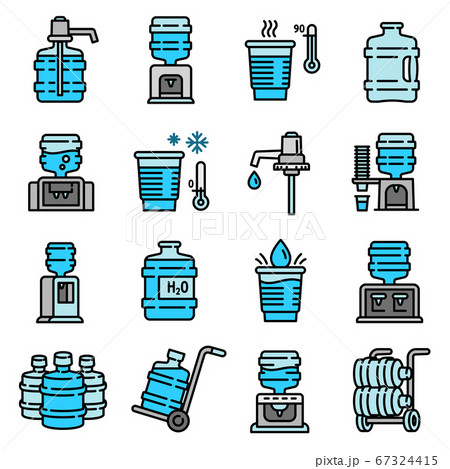 Cooler water icons set, outline style 67324415
