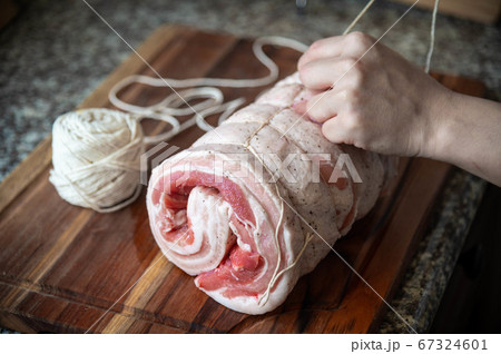 tied pork belly block meat for char-siu 67324601