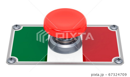 Push button with Italian flag, 3D rendering 67324709