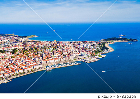Santander city aerial view, Spain 67325258